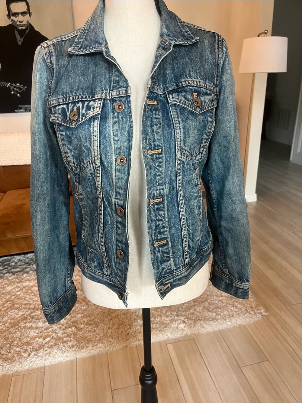 Barely worn Madewell denim jacket with button-up front and collar